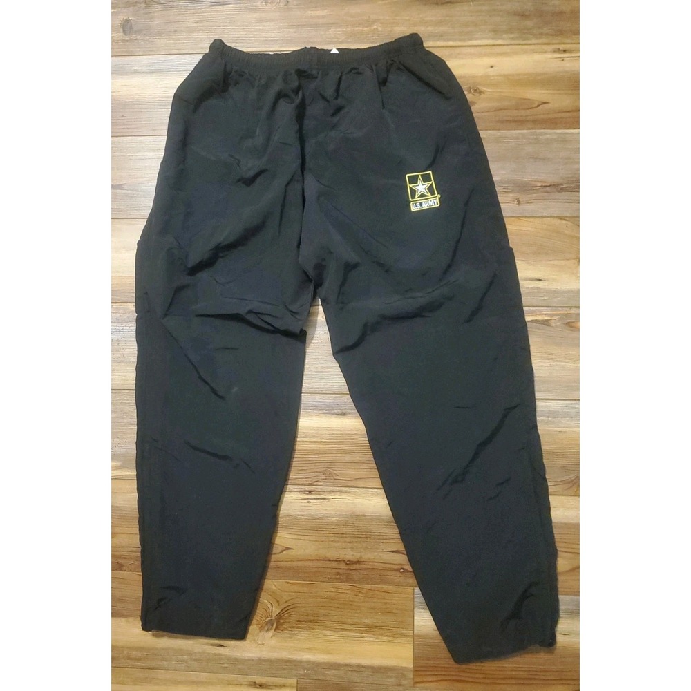 Unicor US Army APFU Athletic PT Track Pants Mens Large Black Nylon Zip Ankle